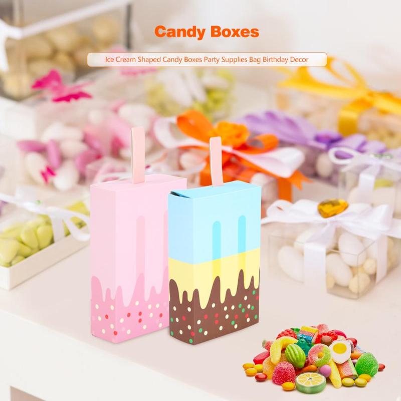 10pcs Ice Cream Shaped Candy Boxes Party Supplies