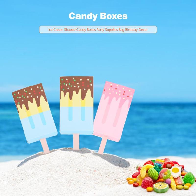 10pcs Ice Cream Shaped Candy Boxes Party Supplies