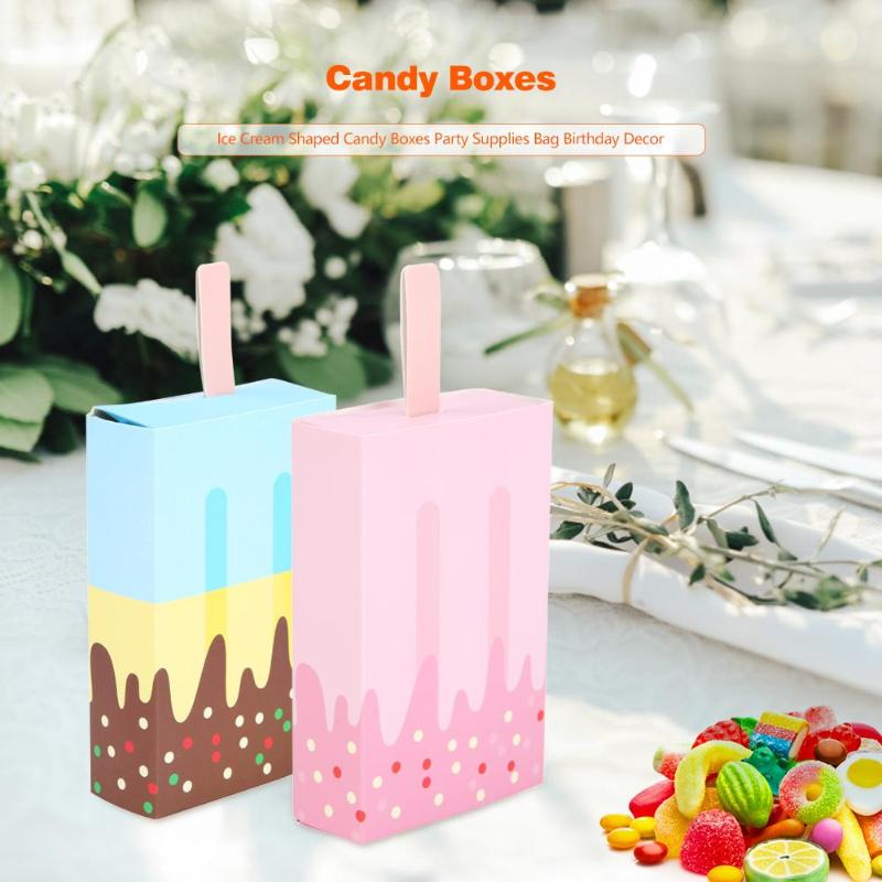 10pcs Ice Cream Shaped Candy Boxes Party Supplies