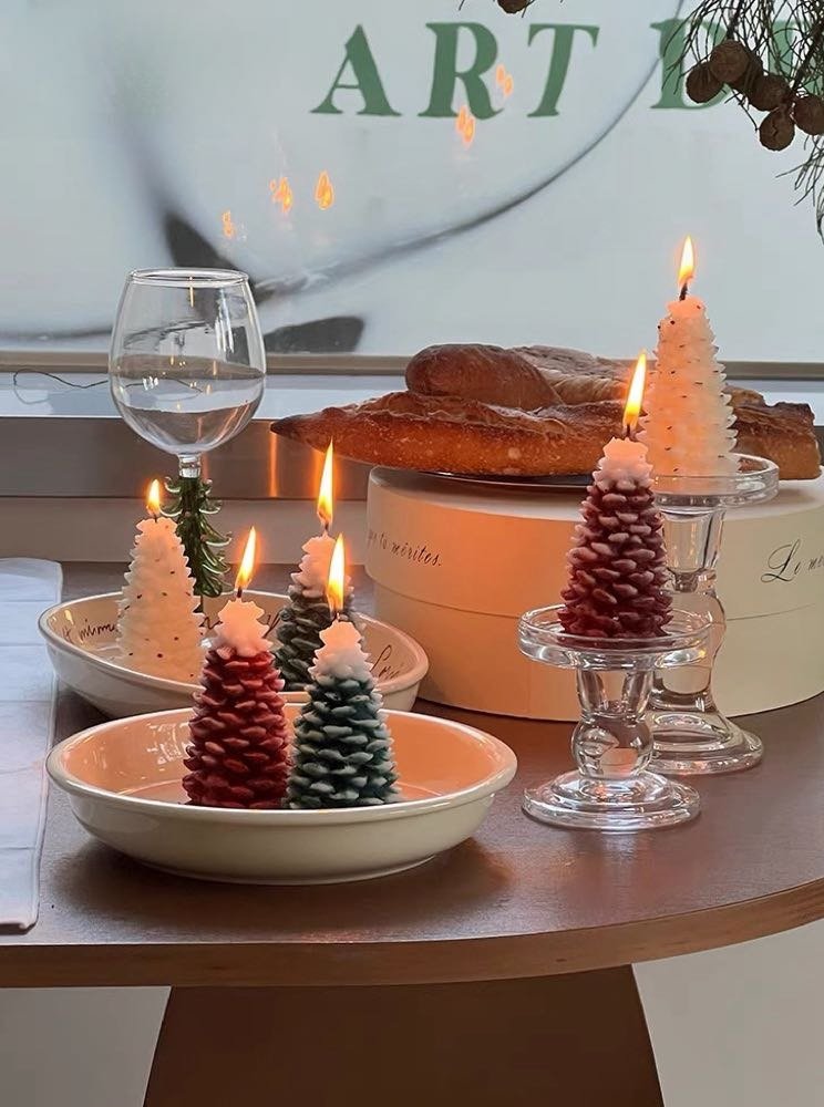 3 Pcs - Pine Cone Scented Soy Wax Candles ( $13.3 Each ) - Christmas