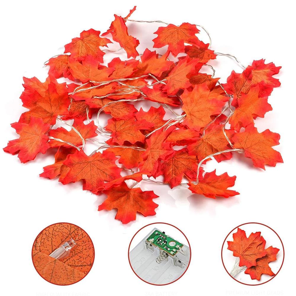 30 Lights Maple Leaf String Lights Thanksgiving Christmas Decorations