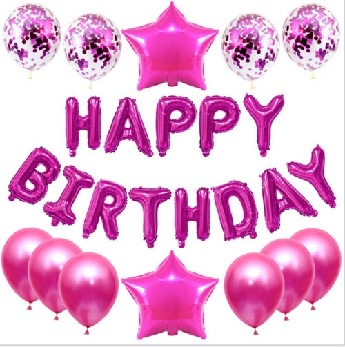 Happy Birthday Letter Balloons Rose Gold Silver Foil Alphabet Star Hea