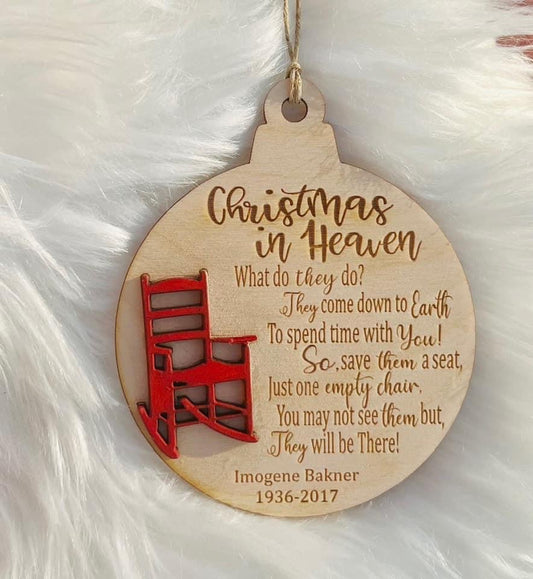 Personalized Christmas in Heaven Memorial Ornament